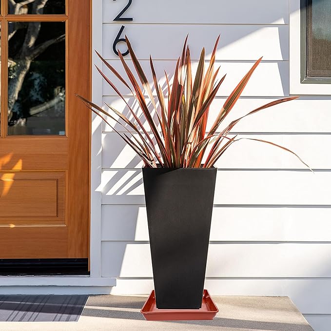 4 Pack Square Plant Saucer 16 Inch, Large Plant Trays for Pots, Heavy Plastic Plant Saucer,Deep Heavy Duty Plant Pot Saucers, Planters for Indoors and Outdoors Plants.
