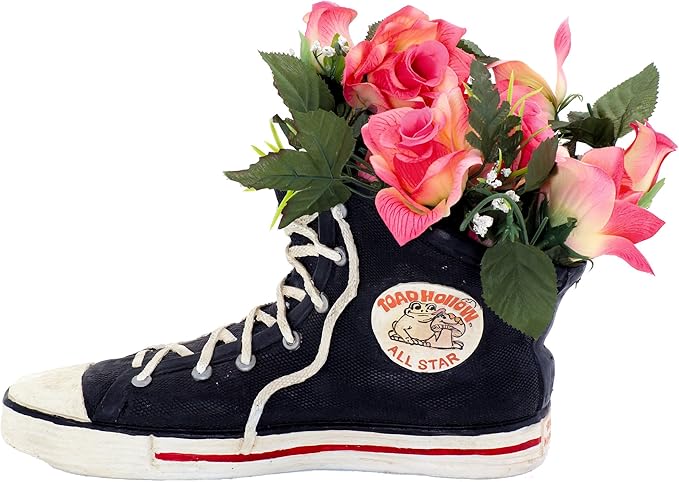 HomeStyles Medium 40011 Black High Top Sneaker Shoe Planter Statue 7" h Holds a 4" w Pot