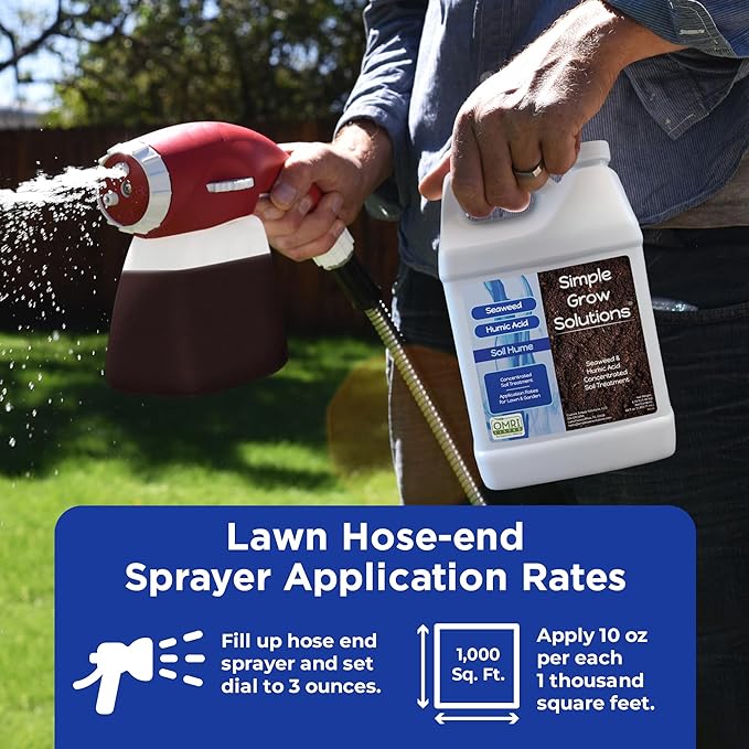 Super Seaweed Humic Fulvic Acid Blend- Liquid Carbon - Soil Hume - Simple Grow Solutions- Natural Lawn & Garden Concentrated Treatment- Increase Nutrient Uptake (64 Ounce)