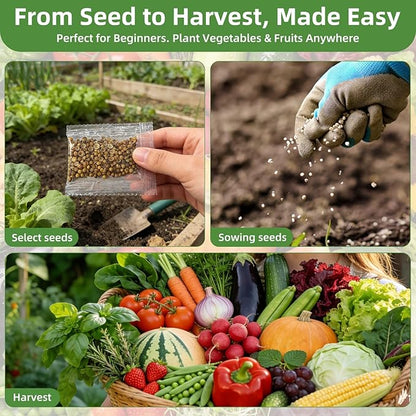 【Seed Vault】 Heirloom Vegetable Seeds Planting Kit - 15,000+ Non-GMO Seeds for Hydroponic, Indoor & Outdoor Gardening | Includes Tomato, Cucumber, Carrot Seeds & Survival Backpack Emergency Gear