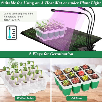 Mckanti 6 Pack Silicone Seed Starter Tray, Reusable Seed Starter Kit with Humidity Adjustable Dome, Lid and Tools for Indoor Seed Germination