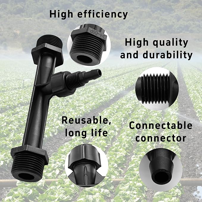 2Pcs 3/4 Inch Venturi Fertilizer Injector, Black Plastic Irrigation Mixer Tube, Agricultural Water System Device for Garden Farm Lawn