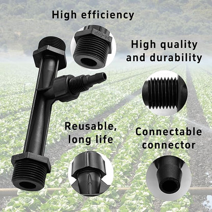 2Pcs 3/4 Inch Venturi Fertilizer Injector, Black Plastic Irrigation Mixer Tube, Agricultural Water System Device for Garden Farm Lawn