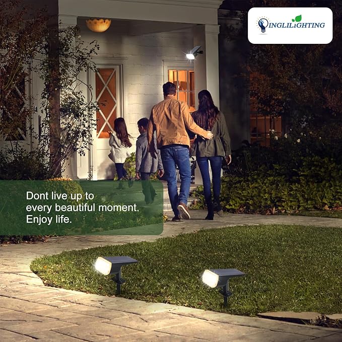 DINGLILIGHTING Waterproof Solar Lights Outdoor: IP65 Led Spot Light Decorations for Garden - 3 Lighting Modes Solar Powered for Yard - Dust to Dawn Uplighting Landscape Pathway Drive Patios 6PC Warm