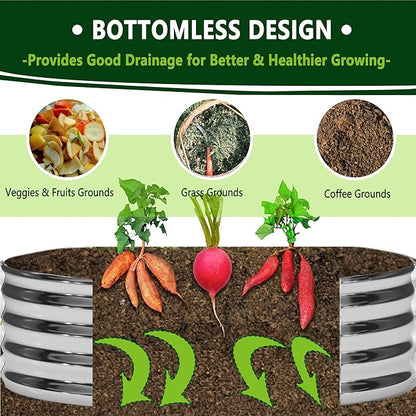 3PCS 3x3x1FT Galvanized Raised Garden Bed Kit,Vegetable Boxes-Round Metal Flower Box,Large Planter Raised Beds Outdoor Garden for Planting,Fruit,Herb-Silver