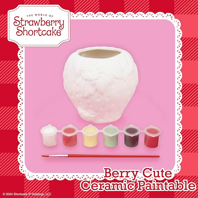 Horizon Group USA Paint Your Own Figurine Kit, DIY Art Project for Kids, Strawberry Shortcake Planter