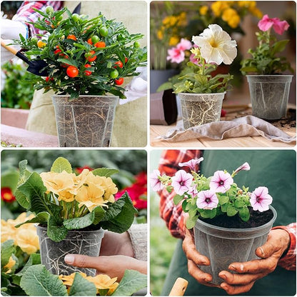 Clear Nursery Pots with Drainage, 10 Pack Transparent Plastic Orchid Planters, 6 Sizes Plant Pots 9.5/8.5/7/6/4.7/4 Inch with 10 Plant Labels for Seedlings, Succulents, Indoor/Outdoor Repotting