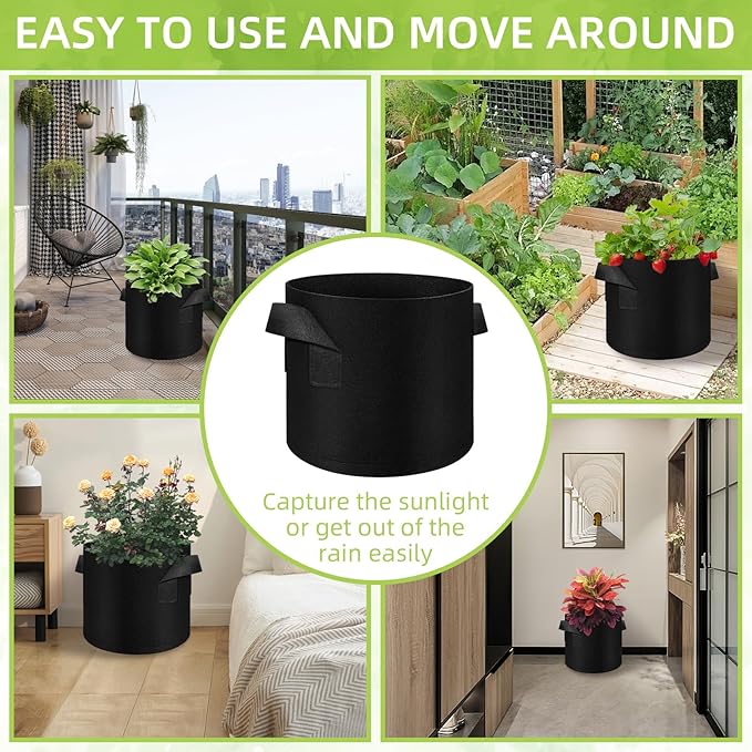 40-Pack 3 Gallons Grow Bags, Non-Woven Fabric Pots Plant Bags, Plant Grow Bags with Handles, Garden Plant Bags for Potatoes, Carrots, Tomatoes and Other Vegetable,Fruits