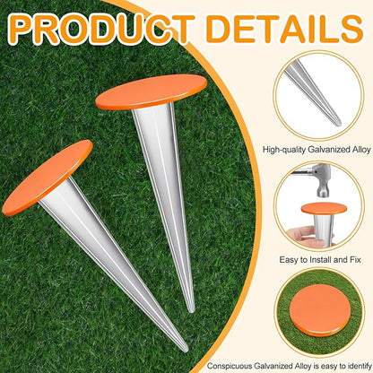8 Pack Permanent Property Line Markers 7x3 Inch Galvanized Alloy Boundary Markers Heavy Duty Garden Stake for Property Land Survey Stakes for Home Depot Septic Tank Yard Paver Ground Landscape, Orange