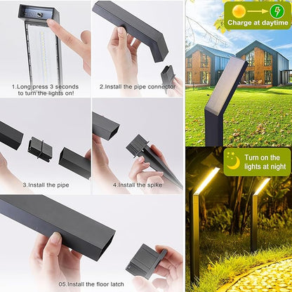 Solar Outdoor Pathway Lights - IP65 Waterproof Landscape Lights for Garden Decor, Walkway, Yard, Driveway (2 Pack)