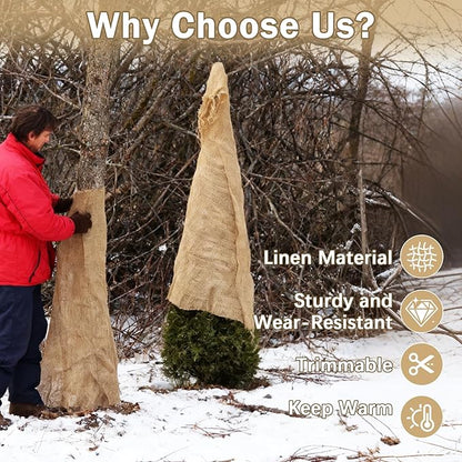 40InX82FT Burlap Rolls Multipurpose Burlap Fabric for Garden Tree Wrap Winter Weed Barrier Protection for Outdoor Plant Shrubs DIY Craft Projects and Party Decor
