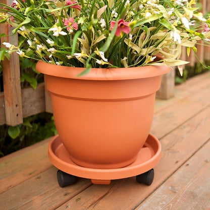 Bloem Ariana 16" Peppercorn Round Self-Watering Resin Planter Pot - Rolled Rim Indoor and Outdoor Gardening Planter