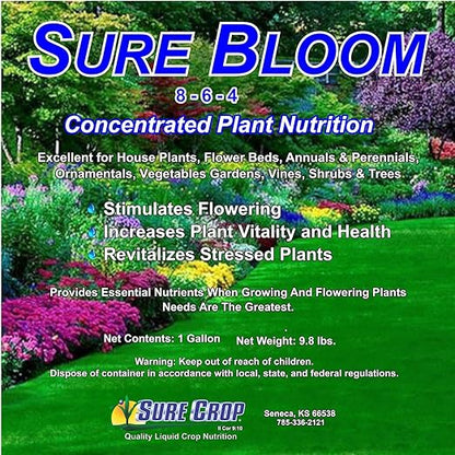 Sure Bloom Concentrated Plant Nutrition, 8-6-4 Formula, 1 Gallon Plant Food for Indoor and Outdoor Plants
