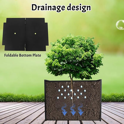 Galvanized Steel Rectangular Planter, 16"x 12"x 12" Small Planters for Outdoor Plants, Black Outdoor Planter with Drainage Holes