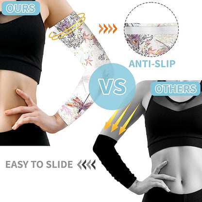 Buwuta Garden Sleeves for Women Dragonfly Sun Protection Sleeves Anti-Scratch Arm Cooling Sleeves for Farmers Sports