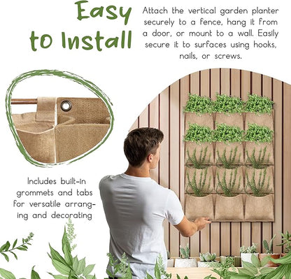 12 Pocket Vertical Garden Wall Planter Tower - Herb - Outdoor Indoor - Hanging - Plant - Living - Balcony - Growing System - Biodegradable - Sustainable - Vegetable -Patio…