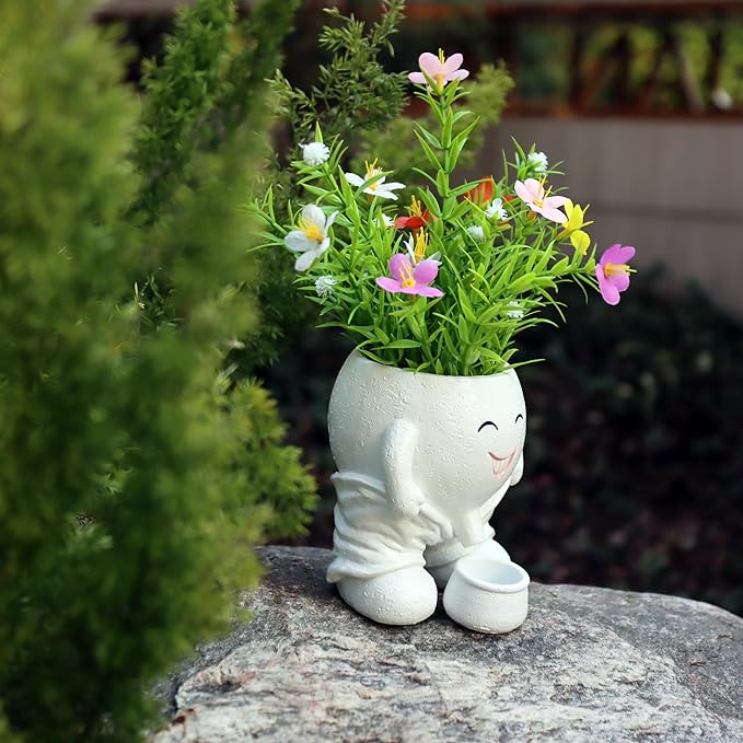 Head Planters Face Vase Succulent Pots for Indoor Outdoor Décor, Unique Plant Pot Fun Live Plants Planter Cute Cactus Pots, Gifts for Plant Lovers