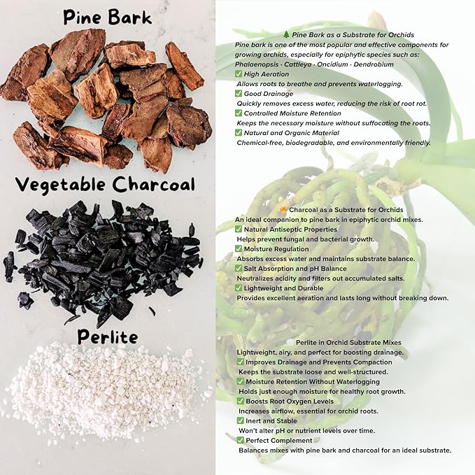 Premium Orchid Potting Mix – Hand-Blended Pine Bark, Charcoal & Perlite, Orchid Soil for Aeration, Humidity & Drainage, 4 Qt Bag – by SMG All you need, in one click