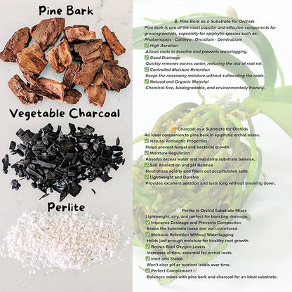 Premium Orchid Potting Mix – Hand-Blended Pine Bark, Charcoal & Perlite, Orchid Soil for Aeration, Humidity & Drainage, 4 Qt Bag – by SMG All you need, in one click