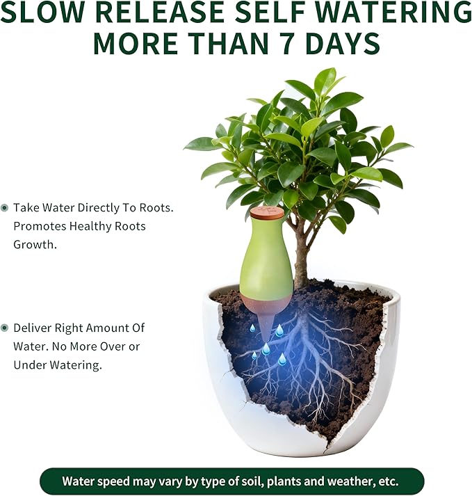 16 oz Drip Irrigation Stakes, Large Plant Watering Globes, Olla Pots Plant Watering Devices, Self Watering Planter Insert, Watering Spikes for Outdoor Indoor Everyday Vacation Use, 4-Pack