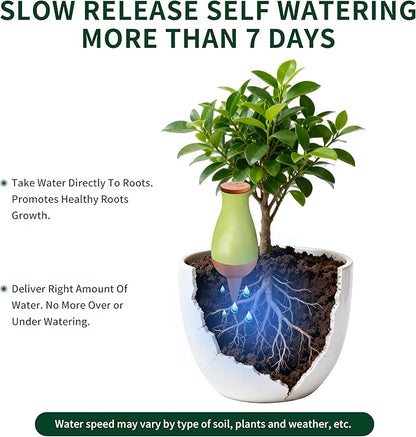 16 oz Drip Irrigation Stakes, Large Plant Watering Globes, Olla Pots Plant Watering Devices, Self Watering Planter Insert, Watering Spikes for Outdoor Indoor Everyday Vacation Use, 4-Pack