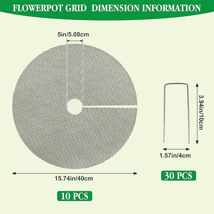 10pc 15.7" Plant Pot Grids Cuttable Plant Pot Soil Covers Protectors from Animals-Indoor Plant Pot Soil Guard for Outdoor Garden Plant Protection Breathable Mesh Prevents Digging