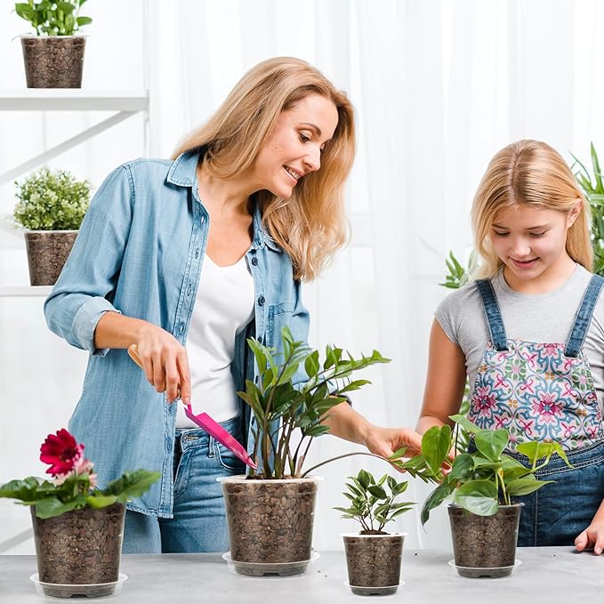 20 Pack 6 Inch Clear Nursery Pots,Plastic Transparent Plant Pot with Drainage Holes and Saucers,Plant Pot Seed Starter Pots for Succulents (6 Inch)