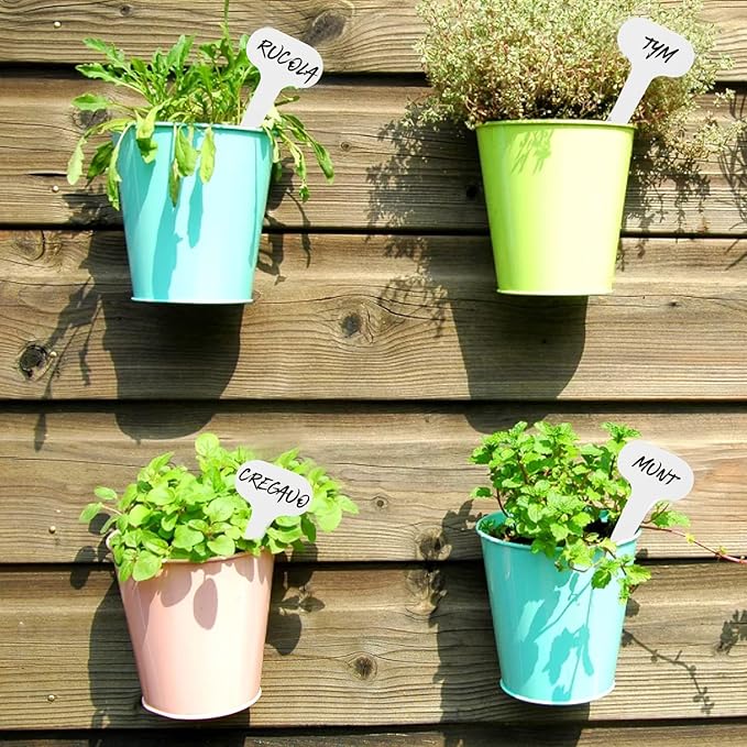 Foraineam 1000 Pack White Plastic Plant Labels, Waterproof T-Type Plant Tag Seedling Signs, Reusable Indoor Outdoor Nursery Garden Label Seed Stake Tags for Vegetables Herbs Flowers Potted Plants