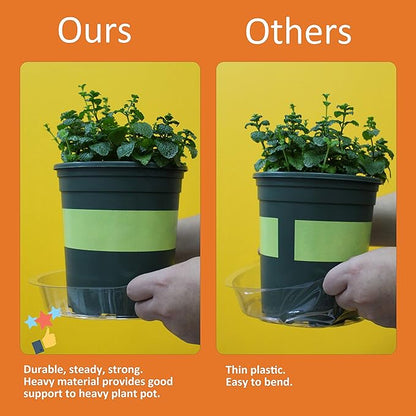 Gardzen Heavy Duty Clear Plastic Plant Saucers, Flower Pot Tray - Excellent for Indoor & Outdoor Plants (8-Inch, 10-Pack)