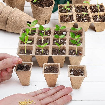 10 Packs Seedling Starter Trays 120 Cells, Biodegradable Seed Germination Trays Plant Starter Peat Pots for Seedlings