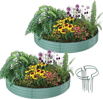Galvanized Metal Planter Raised Garden Bed Kit for Gardening Outdoor Garden Box Raised Flower Bed 2PC Green 3X3X1FT