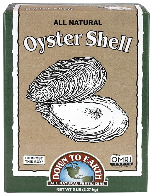 Down to Earth Organic White Oyster Shell Fertilizer - OMRI Listed Calcium Amendment for Healthy Soil & Strong Plant Growth, 5 lb
