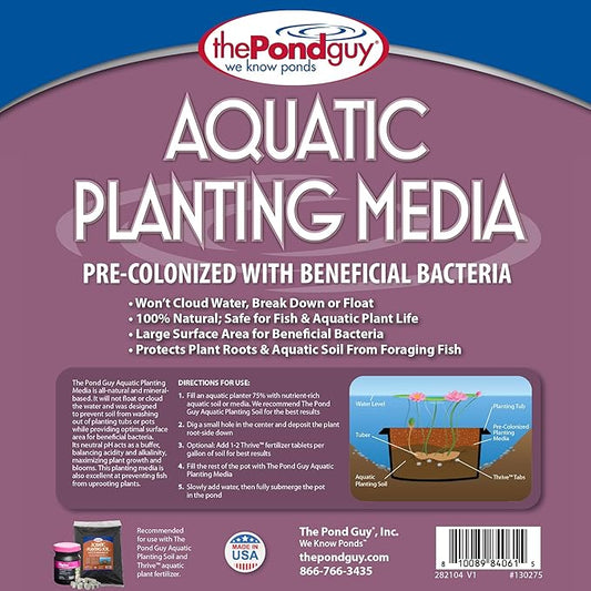 The Pond Guy Planting Media, Outdoor Water Garden Plant Medium, Grow Lily, Lotus & Aquatic Plants, Substrate Seeds Beneficial Microbes, 16 Quarts (4X 4qt/Approx. 6 lb Bags)