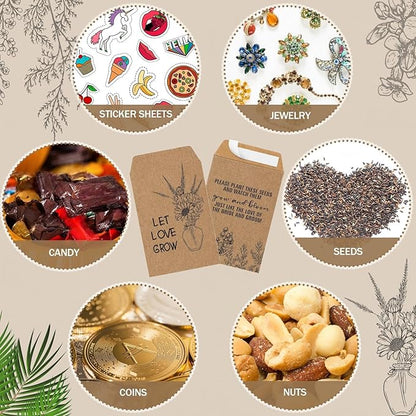 24 Sets Wedding Favor Flower Seeds Let Love Grow Seed Packets for Guests Family Reunion Wildflower Mini Terracotta Pots Seed Packets Self Adhesive Envelopes Thank You Tags Organza Bags
