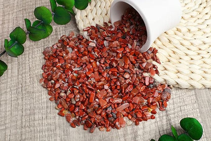 ZHIYUXI Red Jasper Crystal Chips Fish Tank Gravel Vase Filler Stones Crushed Crystals Gemstone Polished Healing Crystals Natural Quartz Stone 0.44lbs