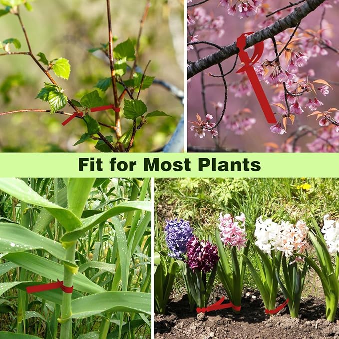 Plant Labels 200 Pcs Yuanling Plastic Plant Tree Tags Wrap Around Hanging Tags Nursery Tree Markers Adjustable Garden Labels for Indoor Outdoor Gardening Plants (Red with 1 Marker Pen)