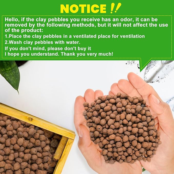 12 LBS Organic Clay Pebbles 4mm-16mm Leca for Plants 100% Natural Hydroton Clay Pebbles for Hydroponic Growing Gardening Orchids Drainage Decoration Aquaponics