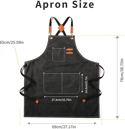 Tosewever Canvas Cross Back Chef Cotton Aprons for Men Women with Large Pockets