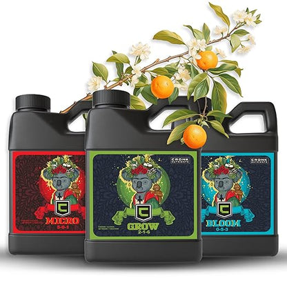 Cronk Nutrients 3-Part Kit - Complete Vegetative & Bloom Plant Food for Indoor & Outdoor Hydroponics, Soil, and Soilless Gardens - Supports Healthy Growth & Abundant Yields, 4L