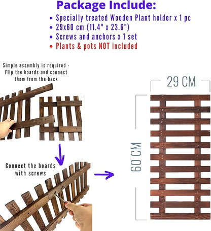 ShopLaLa Wall Planter - Wooden Hanging Planter for Indoor Plants, Plant Stand, Air Plant Succulent Holder, Vertical Garden. Large Wall Decor for Living Room, Room Decor for Teens, 60cm (23.6")