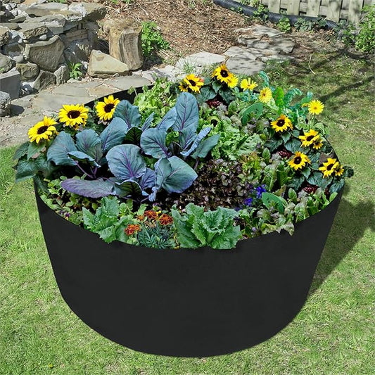 150 Gallons Extra Large Round Raised Garden Bed, Deep Soil Diameter 46"/ Height 22" Planting Container Grow Bags Durable Felt Fabric Planter Pot for Plants,Vegetables,Flowers (Black)