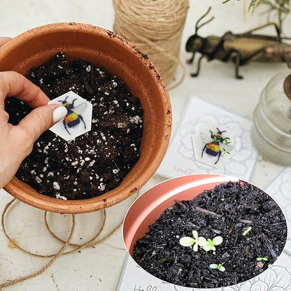 Plantable Wildflower Seed Paper Favors with Bee, Seed Packets Birthday Party Wedding Baby Shower Favors for Guests- Handmade Funeral Memorial Paper (Set of 24)