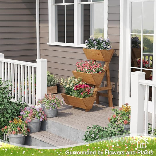 Small Raised Garden Bed, 3 Tier Vertical Garden Planter for Indoor & Outdoor, Raised Planter Box with Legs