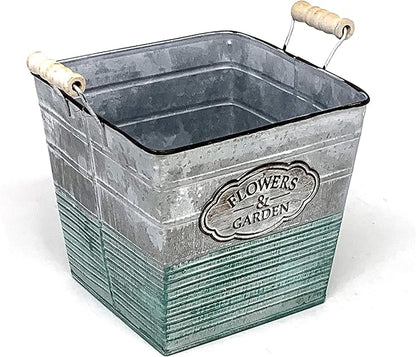 allgala Galvanized Planter Pot Indoor and Outdoor Decoration-Square-7"-HD88305