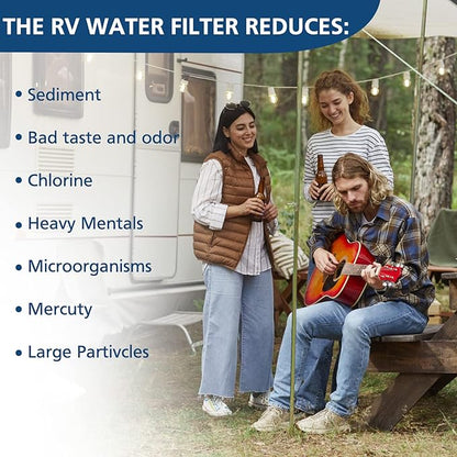 2-pack Tastepure RV Water Filter, Advanced RV Inline Water Filter with Flexible Hose Protector, KDF&GAC Reduces Bad Taste, Odors, Chlorine, and Sediment, Camping Essentials for Fresh Drinking Water