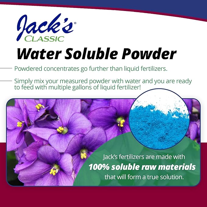 Jack's Classic 12-36-14 African Violet Water-Soluble Fertilizer with Micronutrients for Developing Strong Colorful Plants, 8oz