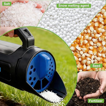 Handheld Spreader for Fertilizer, Grass Seed and Ice Melt, Multi-Use Seed Spreaders for Lawns with Adjustable Openings, 84 Oz Capacity Lawn Spreader for Yards and Garden Care