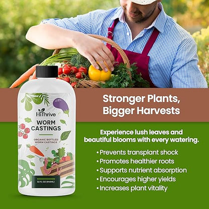 32oz Worm Castings for Plants - Makes 64 Gallons of Earthworm Castings Compost Tea, Liquid Worm Casting – Nutrient-Rich Organic Compost Worms for Healthier Soil & Vibrant Plant Growth