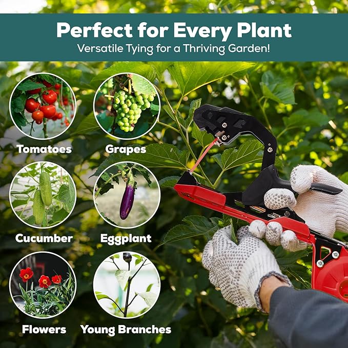 Plant Tying Machine, Lightweight Plant Tape Tool for Quick Vine Tying, for Gardeners and Farmers,Plant Tie Tapener Gun with Tapes and Staples