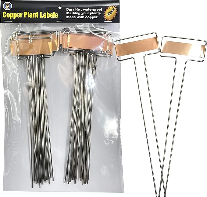 Copper Plate Metal Plant Labels Garden Stake Tags Reusable Planting Gardening Markers (10 x 2.6 inch)